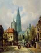 unknow artist, European city landscape, street landsacpe, construction, frontstore, building and architecture. 321